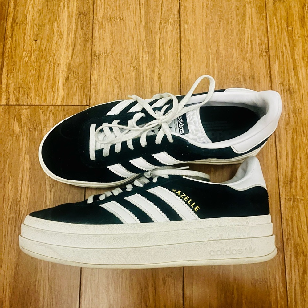 Adidas Gazelle Platform Black and White Classic Design Sneakers